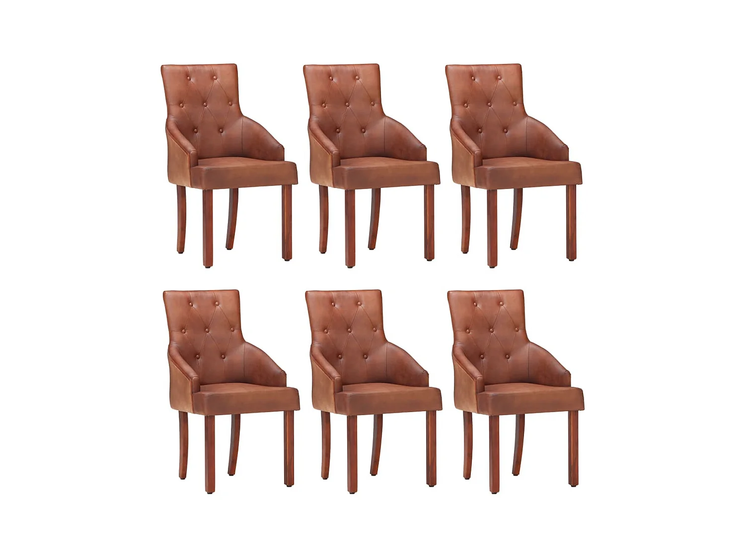 Chaises de salle à manger 6 pcs Marron Cuir de chèvre véritable