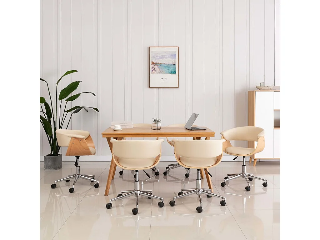Chaises pivotantes à manger lot de 6 crème similicuir