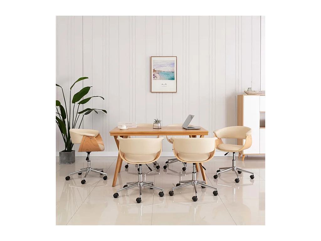 Chaises pivotantes à manger lot de 6 crème similicuir