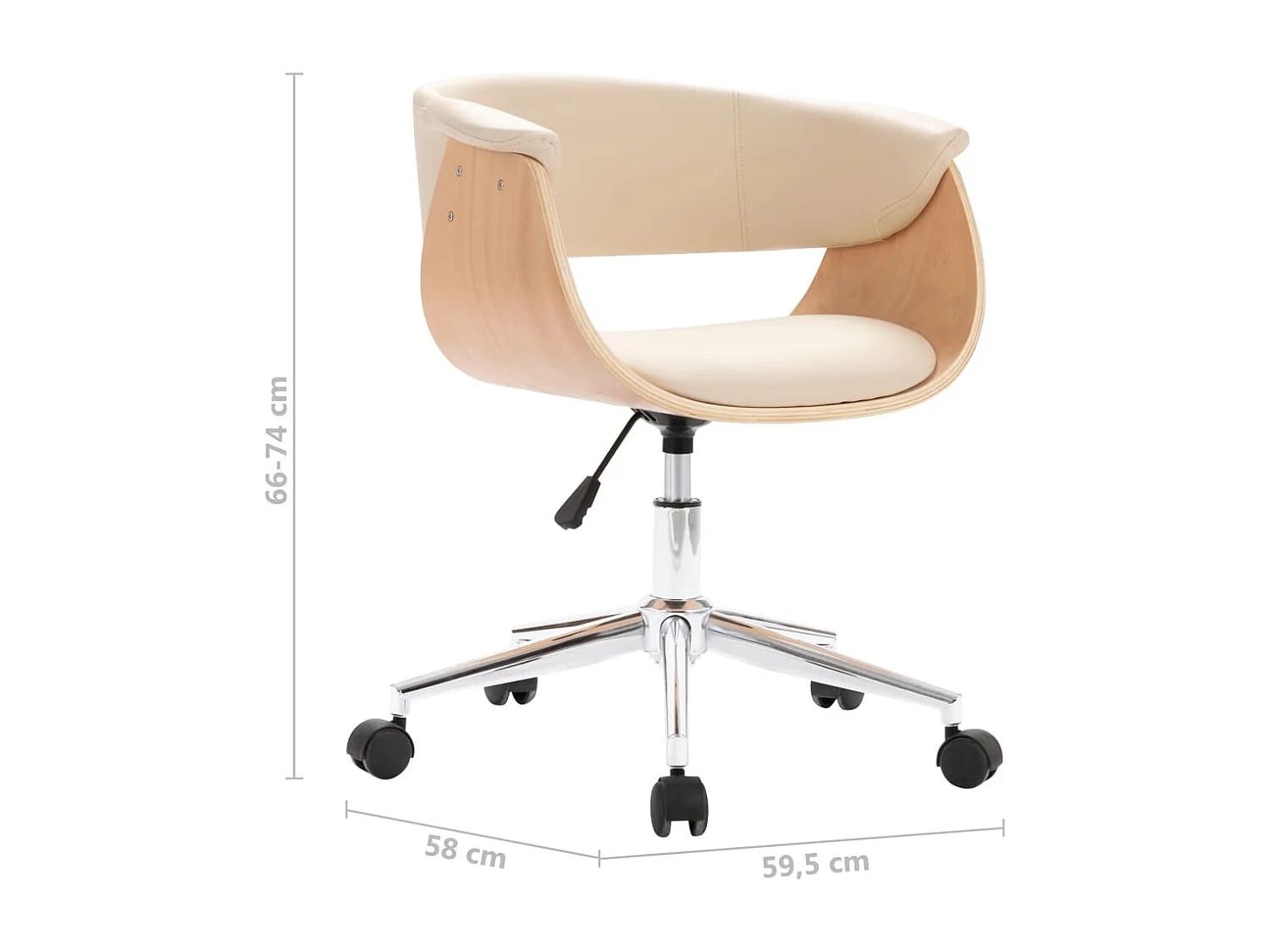 Esszimmerstuhl Drehbar Creme Bugholz und Kunstleder