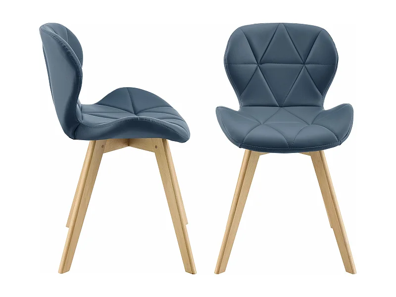 Lot de 2 chaises similicuir 81 x 57 x 49 cm bleu 03_0006757