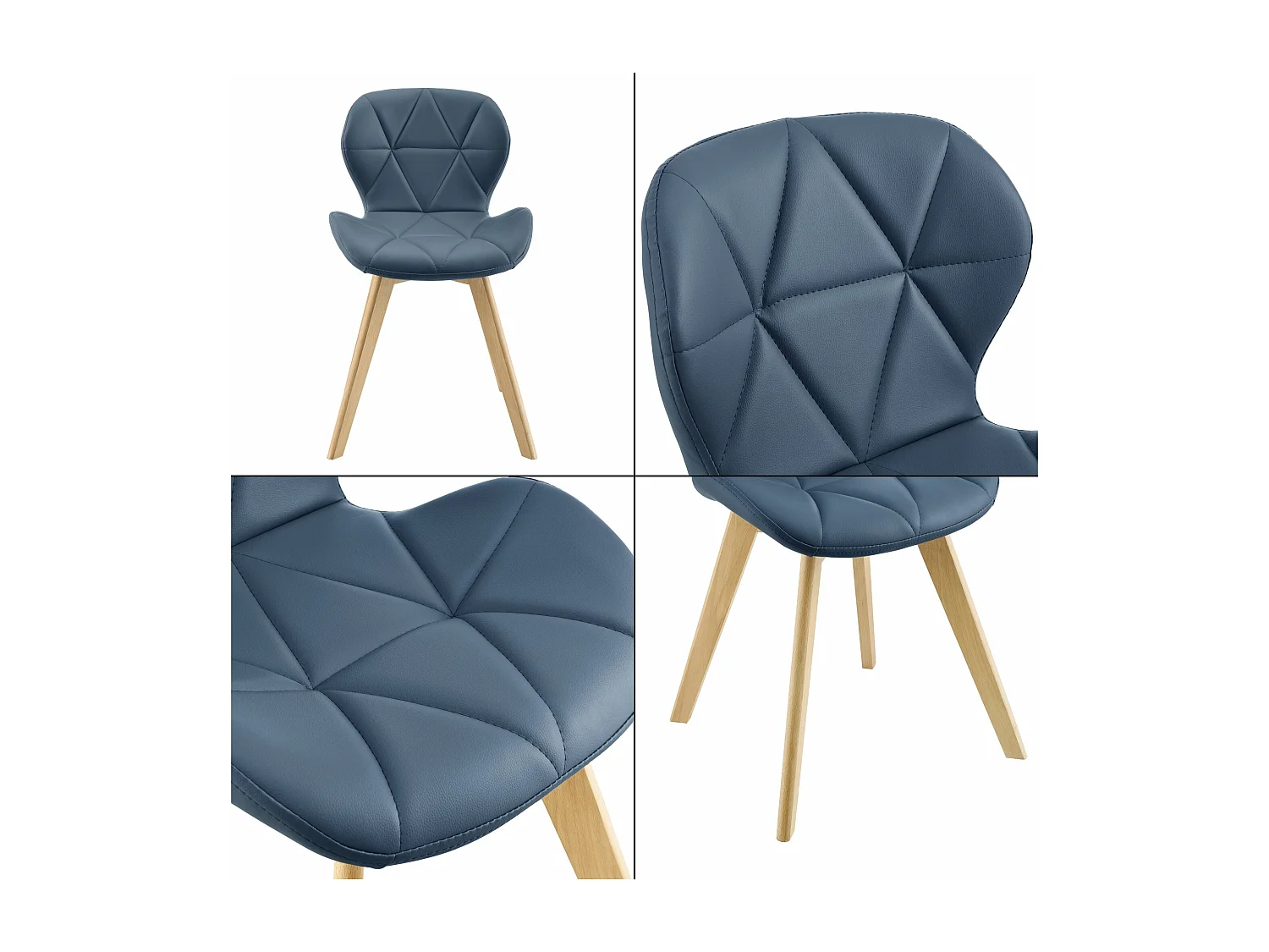 Lot de 2 chaises similicuir 81 x 57 x 49 cm bleu 03_0006757