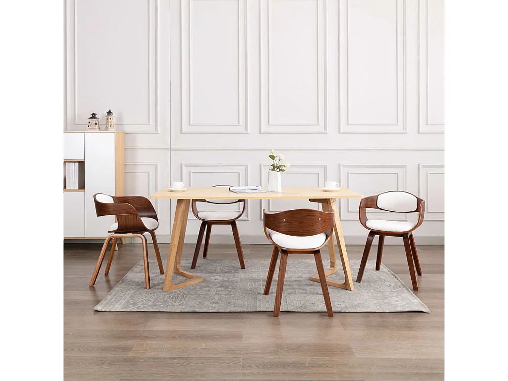 Chaises à manger lot de 4 bois courbé et similicuir