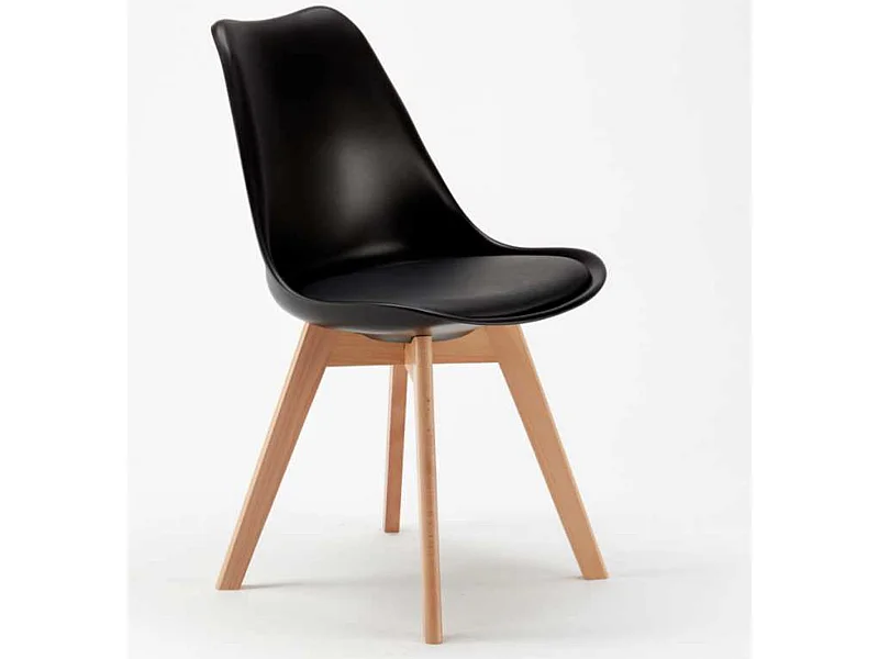 Chaise naturel et noir avec coussin simili cuir Anko - Lot de 2