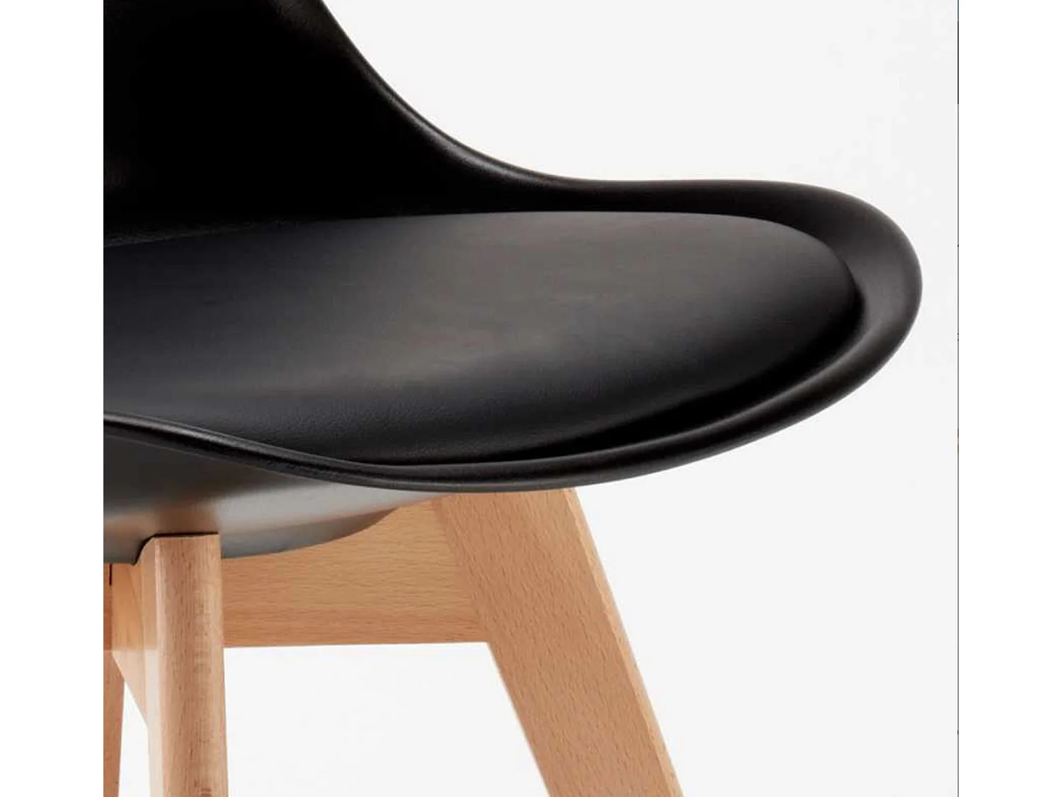 Chaise naturel et noir avec coussin simili cuir Anko - Lot de 2