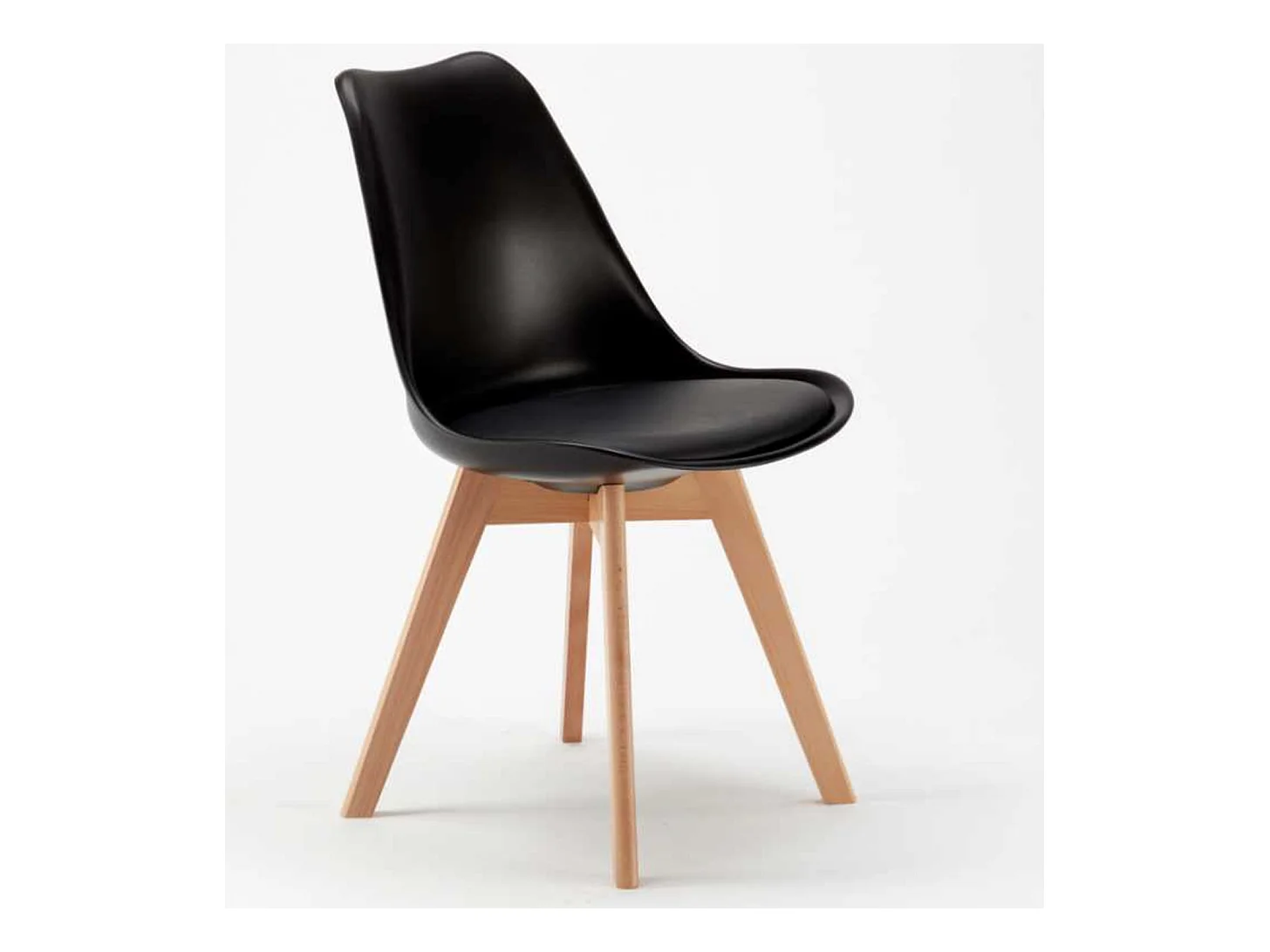 Chaise naturel et noir avec coussin simili cuir Anko - Lot de 2