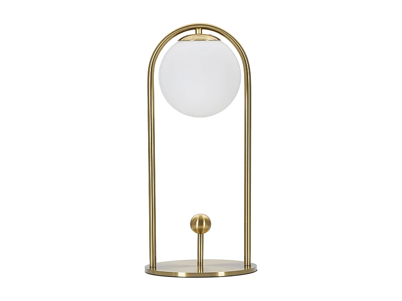 Lampada da tavolo con sfera in vetro bianco cm  Ø 21x47