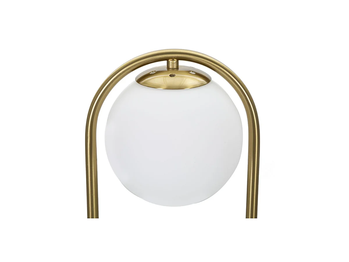 Lampa stołowa Glamy Arc - A, kolor złoty i biały, żelazo i szkło, 21 x 21 x 47 cm, 1 x E14
