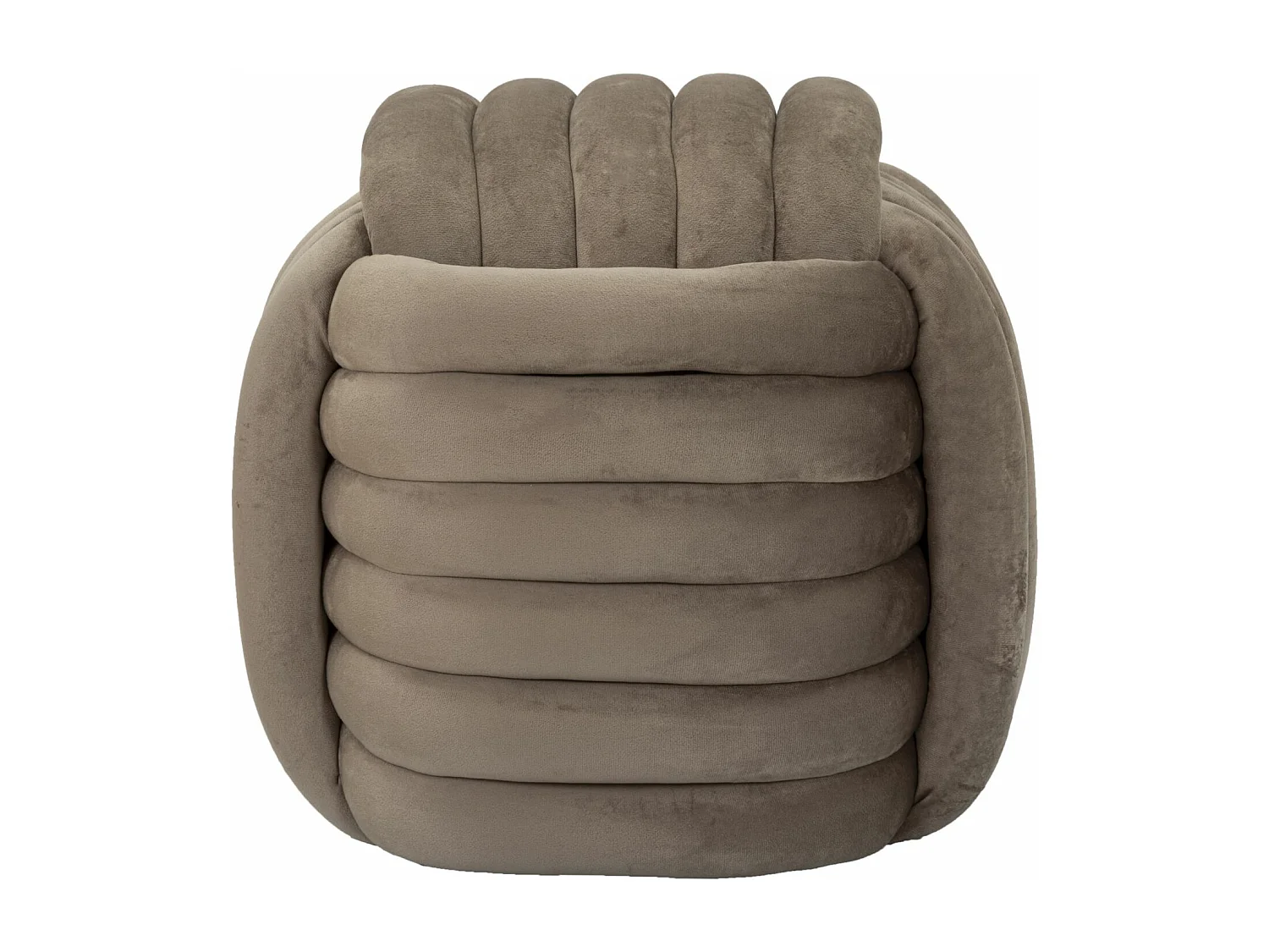 Moderner Samt-Pouf Softy mit gestepptem Design - Grau