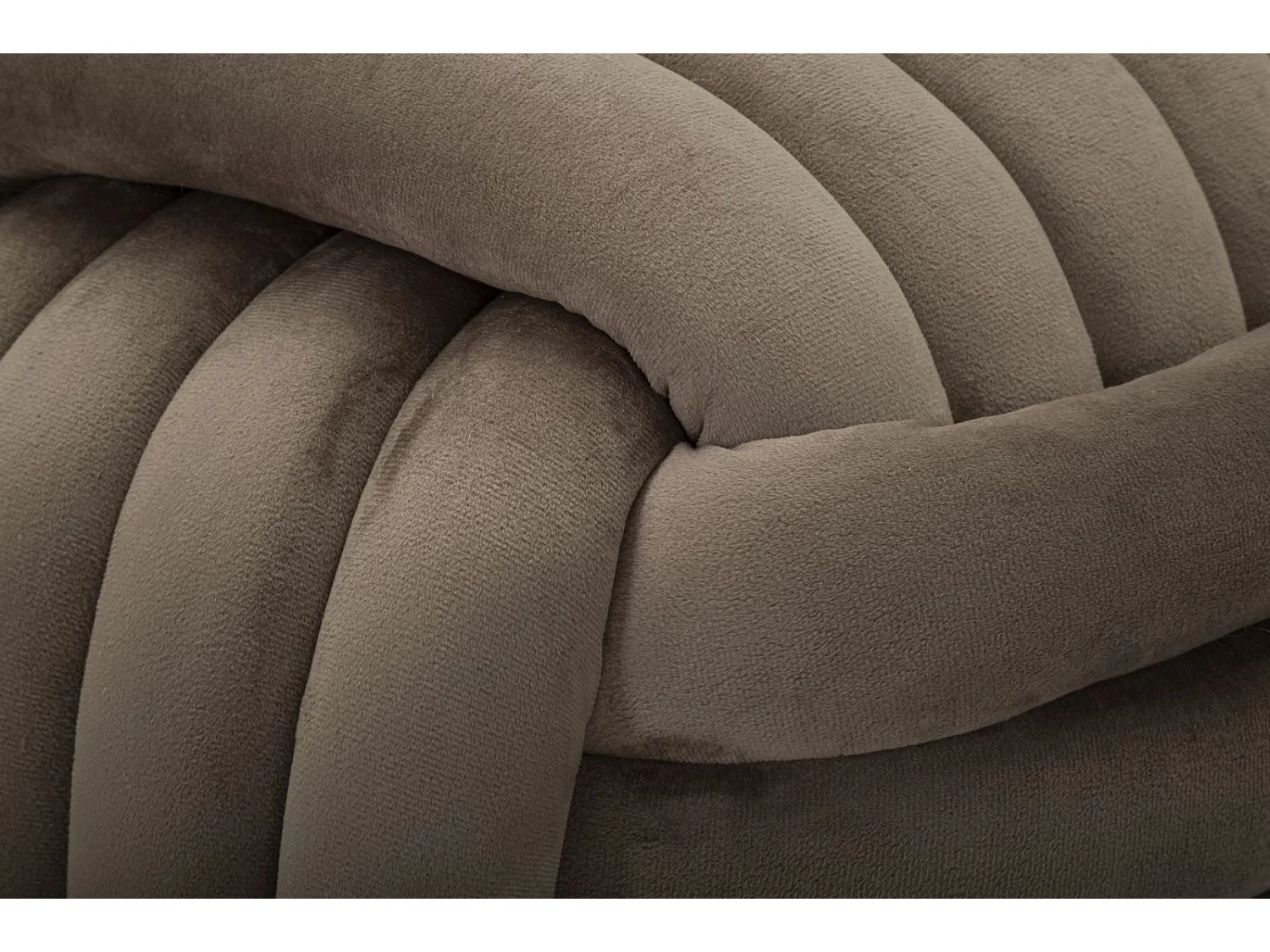 Moderner Samt-Pouf Softy mit gestepptem Design - Grau