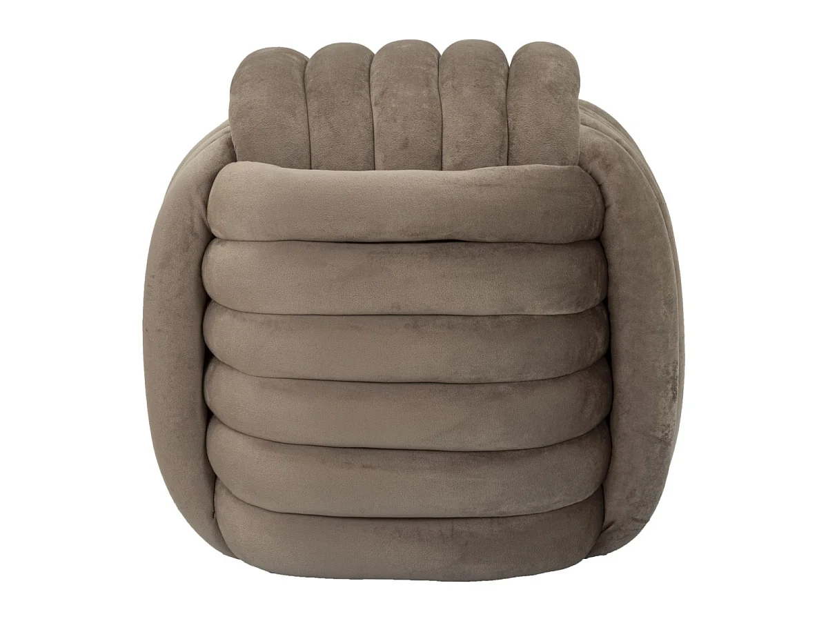 Puf diseño trenzado acolchado en terciopelo estilo moderno Softy - Gris