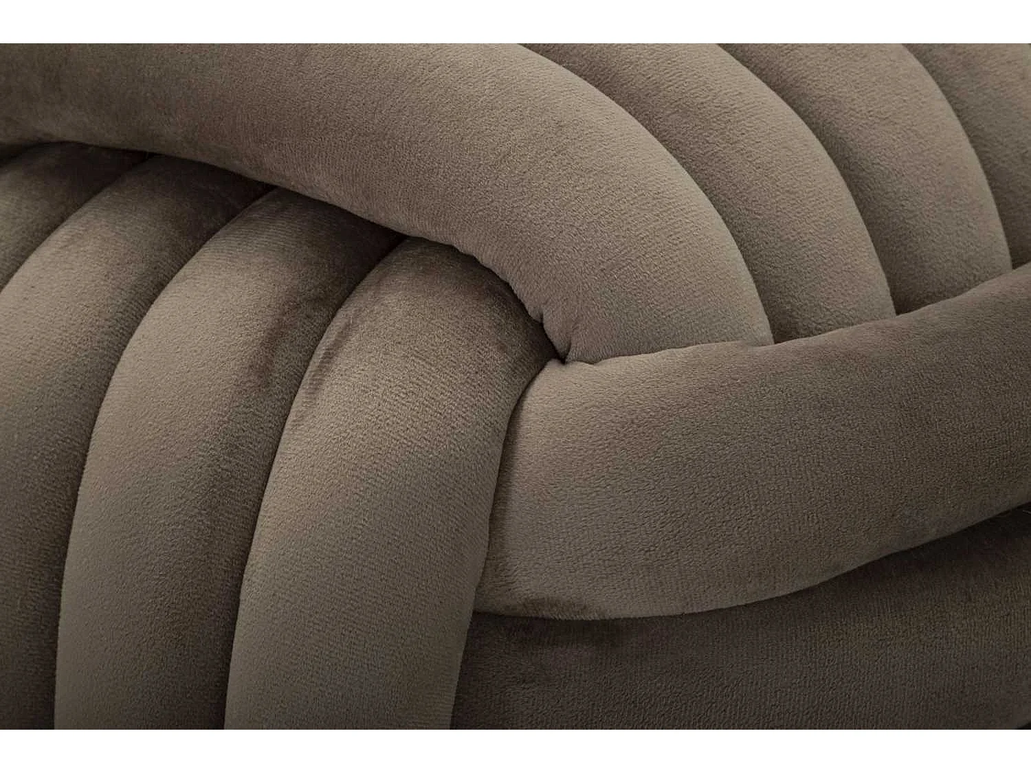 Moderner Samt-Pouf Softy mit gestepptem Design - Grau