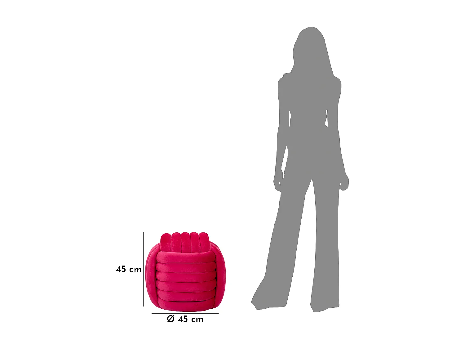 Pouf Design en Velours "Softy" 45cm Fuchsia