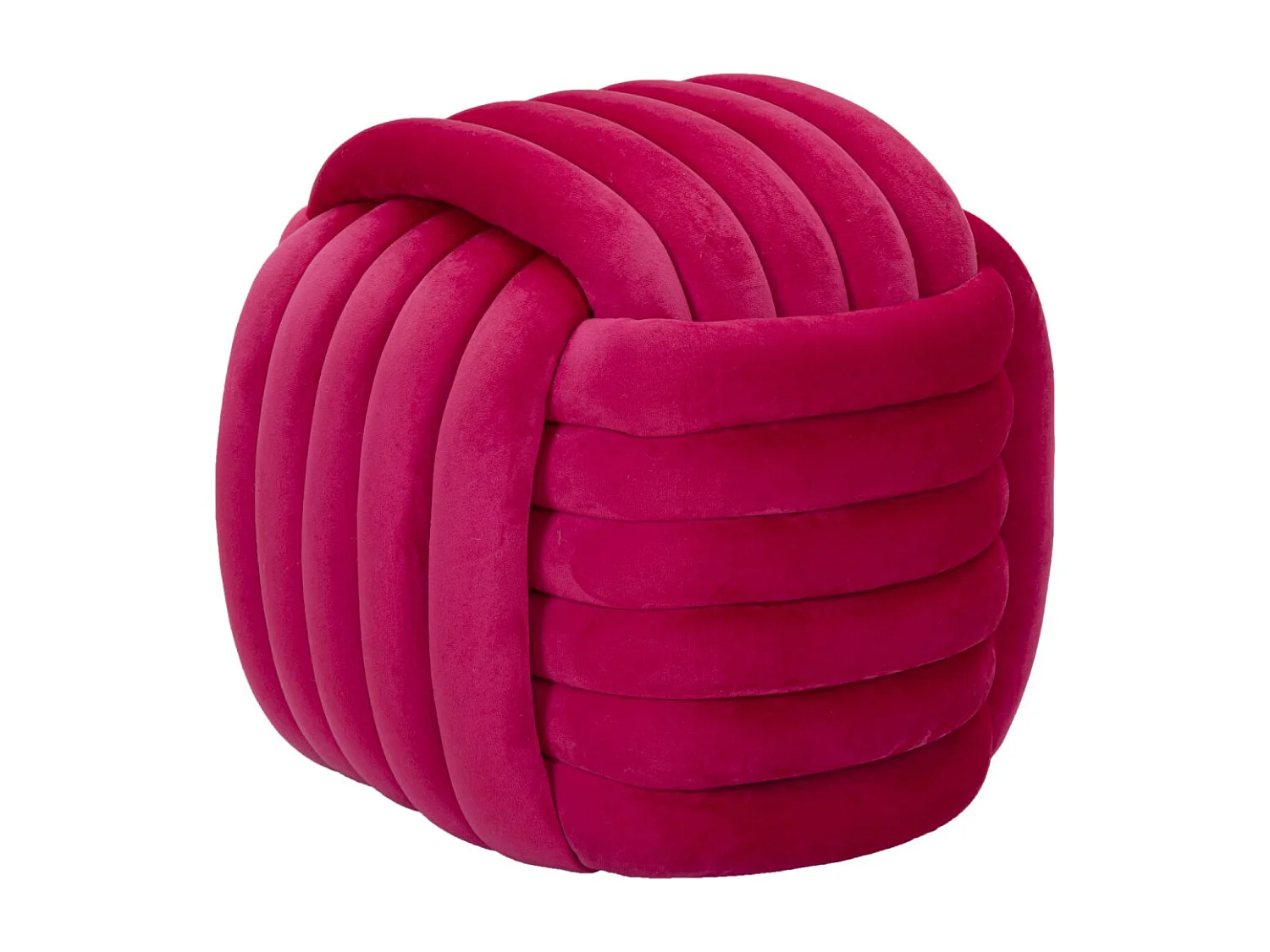 Pouf intrecciao in velluto fucsia cm 45x45x45
