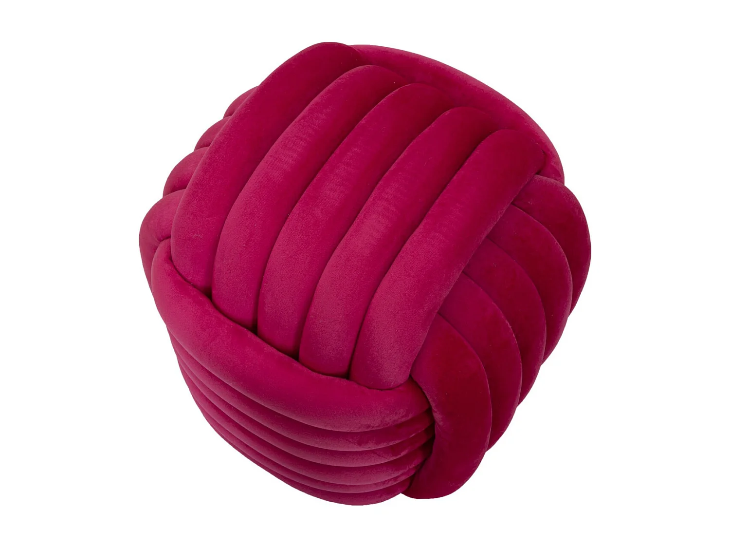 Pouf intrecciao in velluto fucsia cm 45x45x45