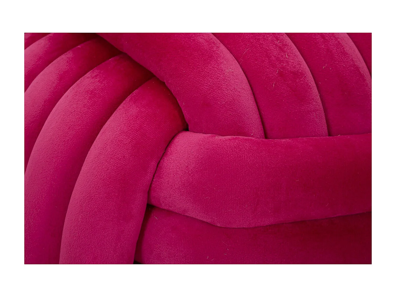 Pouf intrecciao in velluto fucsia cm 45x45x45