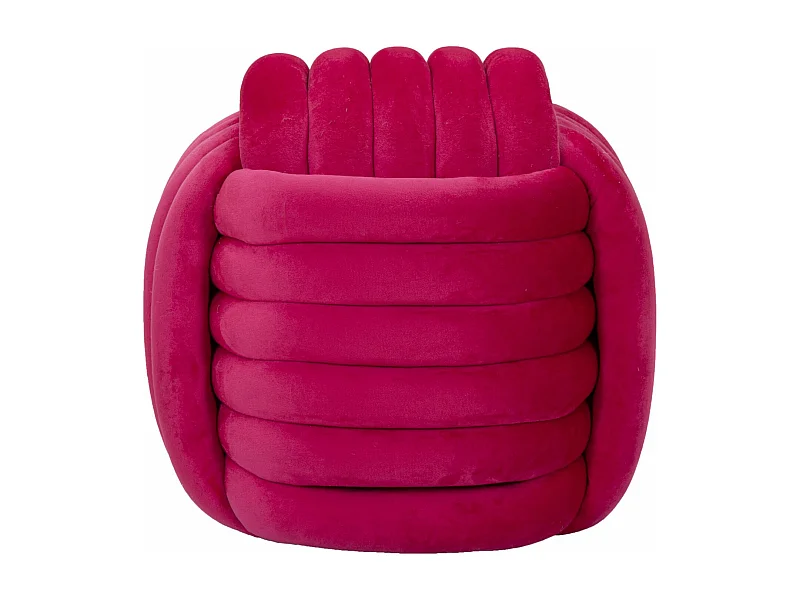 Pouf intrecciao in velluto fucsia cm 45x45x45