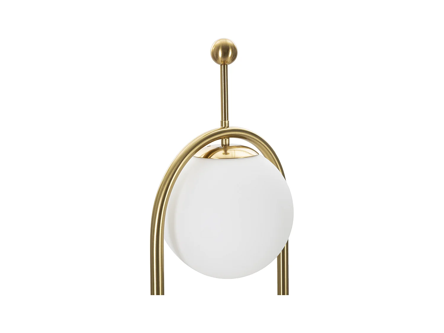 Staande lamp GLAMY ARC Ø 28X168 van goudkleurig metaal met wit glazen lampenkap