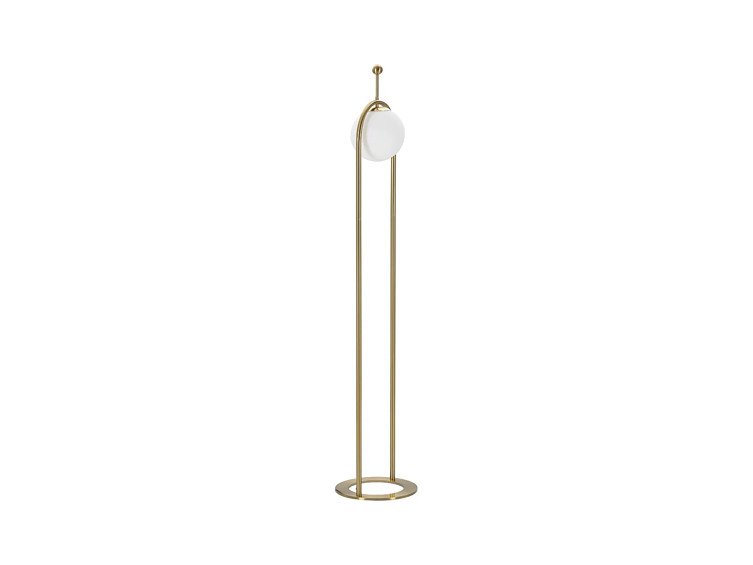 Staande lamp GLAMY ARC Ø 28X168 van goudkleurig metaal met wit glazen lampenkap