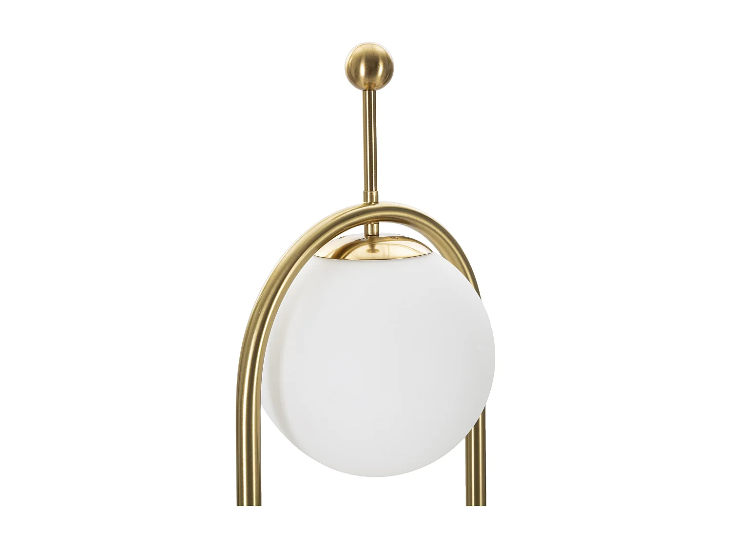 Staande lamp GLAMY ARC Ø 28X168 van goudkleurig metaal met wit glazen lampenkap