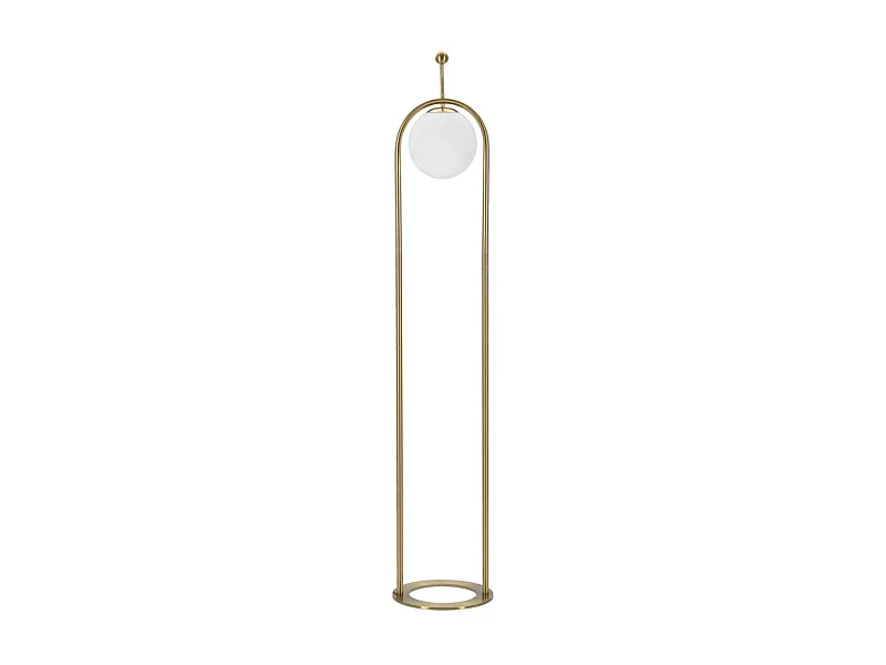 Stehlampe GLAMY ARC Ø 28X168 aus goldenem Metall mit weißem Glasschirm