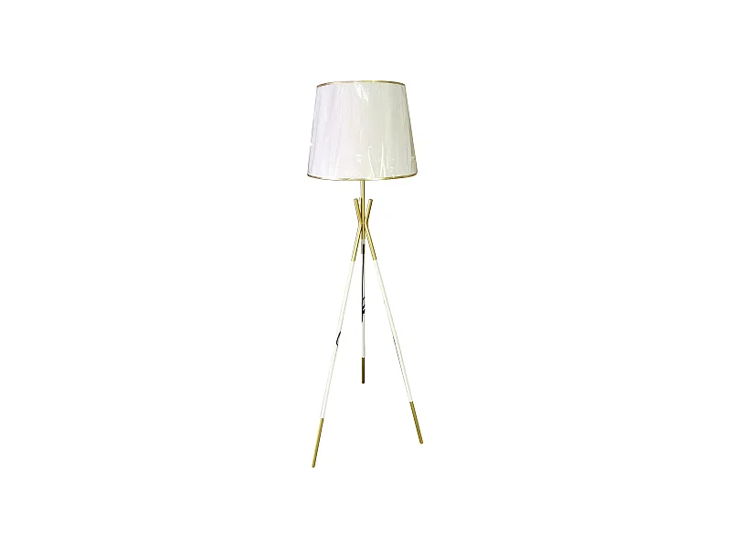 Lampada da terra in metallo bianco e oro cm Ø 61x154