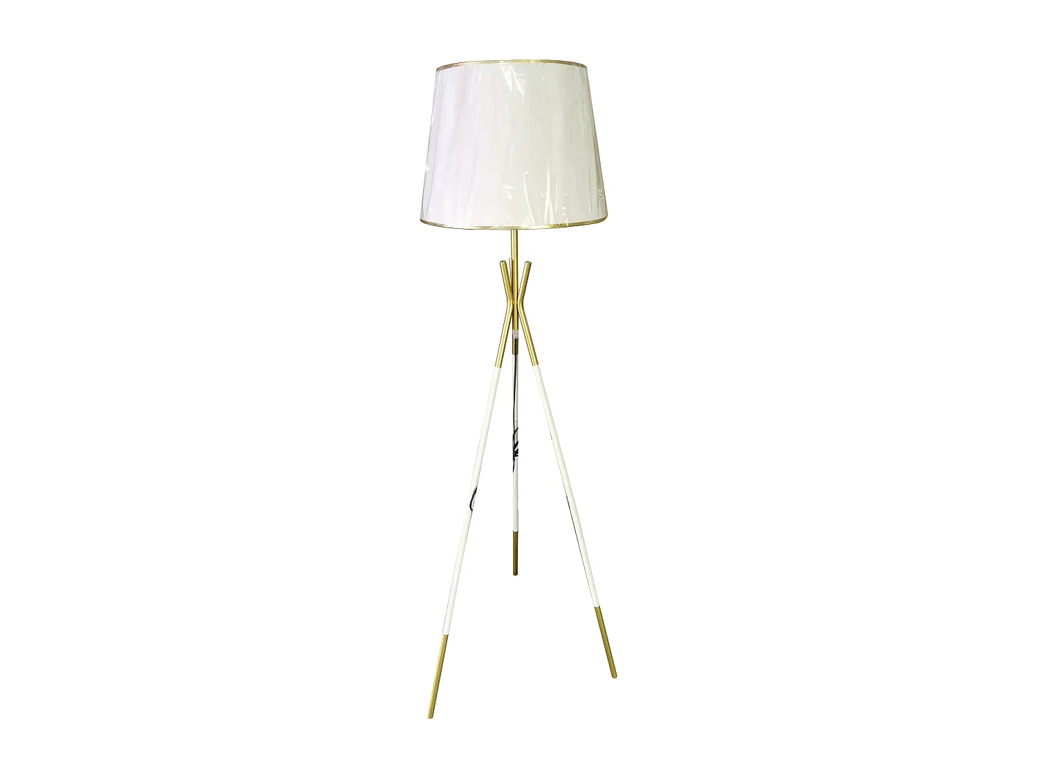 Lampada da terra in metallo bianco e oro cm Ø 61x154