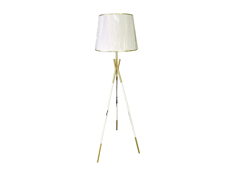 Lampadaire en Métal "Triply" 154cm Blanc & Or