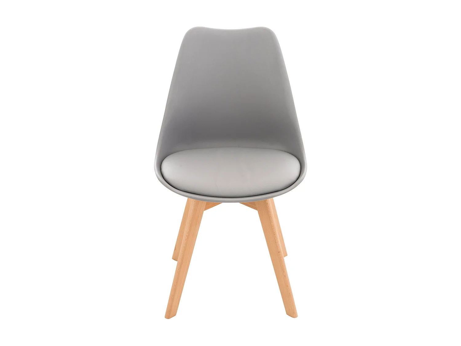 Set de 4 chaises de salle à manger design scandinave en PVC gris et pieds en bois clair 10_0001844