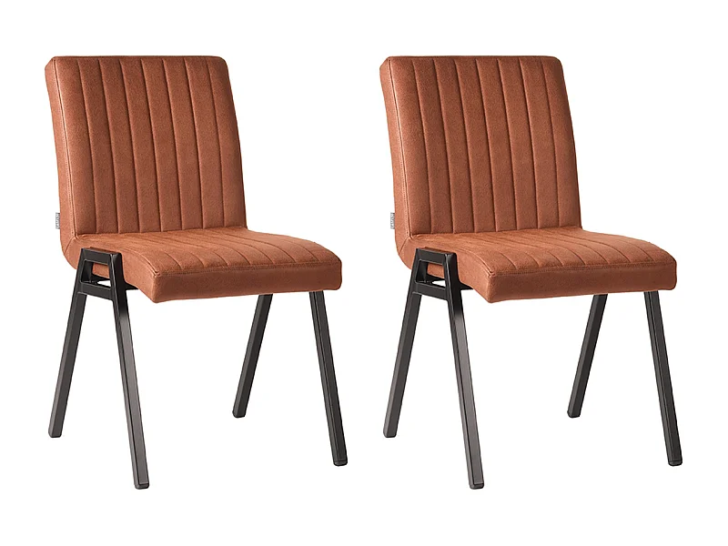 Chaise de salle à manger Matz - Cognac - Microfibre - lot de 2