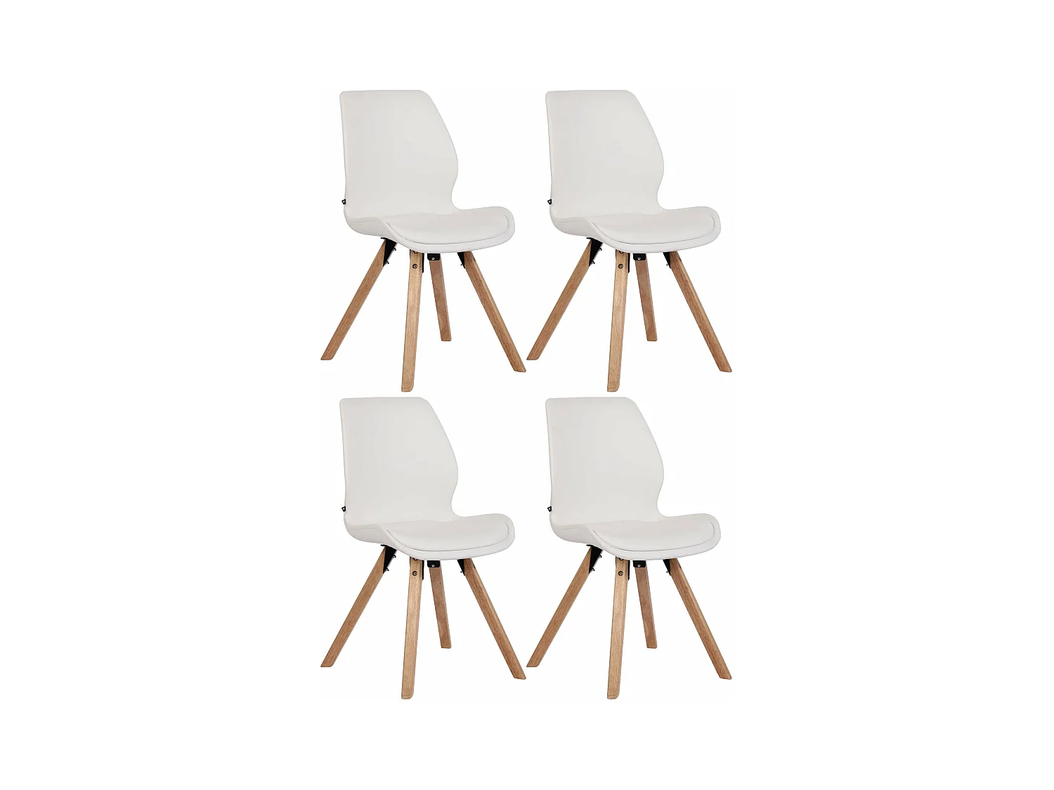 Lot de 4 chaises de salle à manger design scandinave en PVC blanc et pieds en bois clair 10_0001847