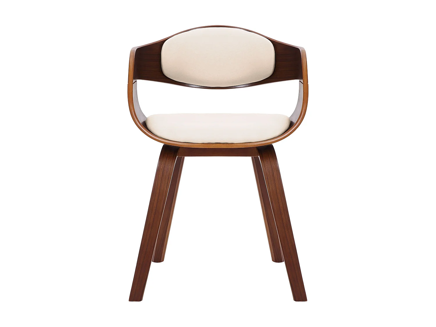 Lot de 2 chaises de salle à manger bureau design retro en PVC crème structure en bois couleur noyer 10_0001713