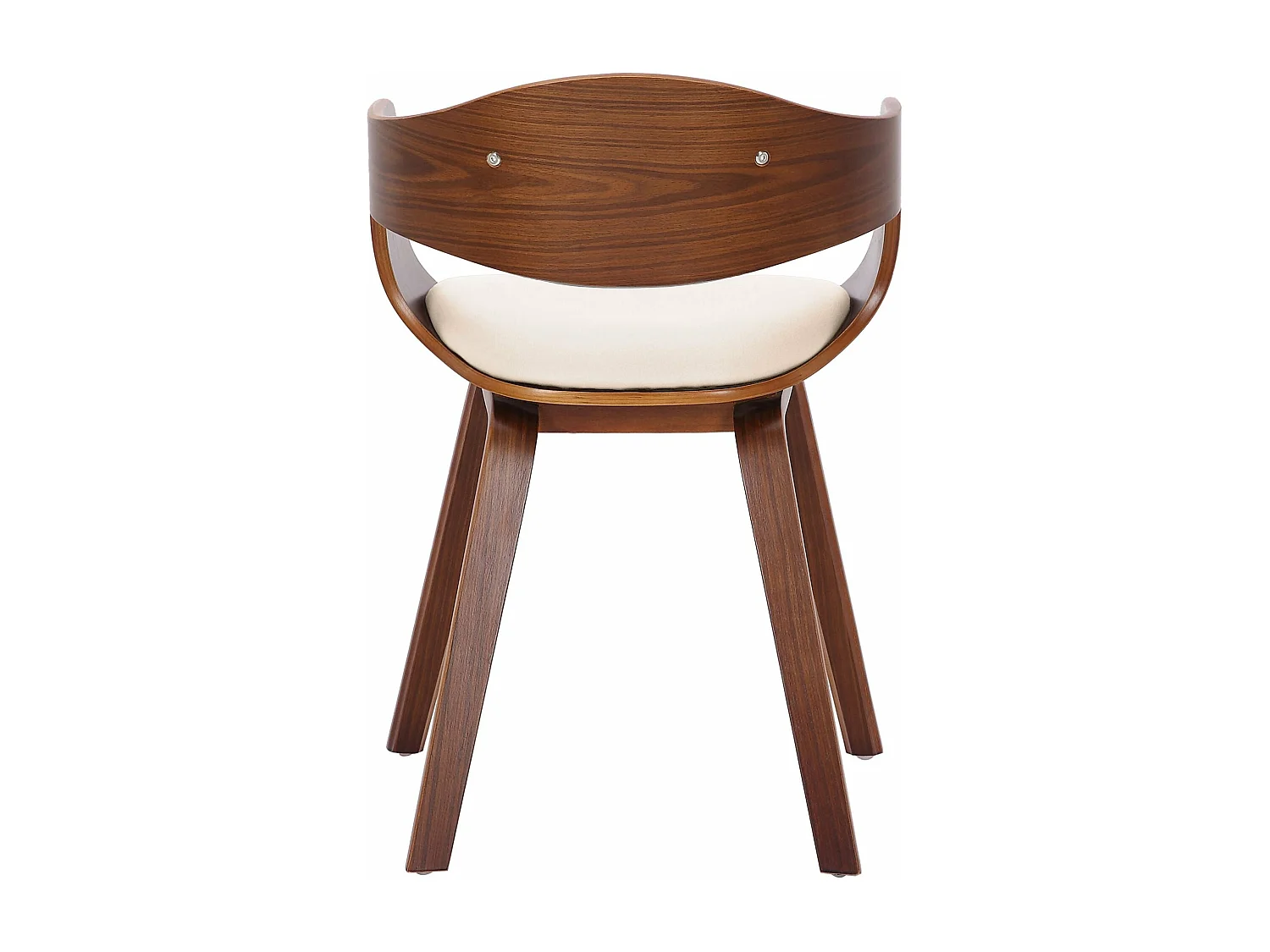 Lot de 2 chaises de salle à manger bureau design retro en PVC crème structure en bois couleur noyer 10_0001713