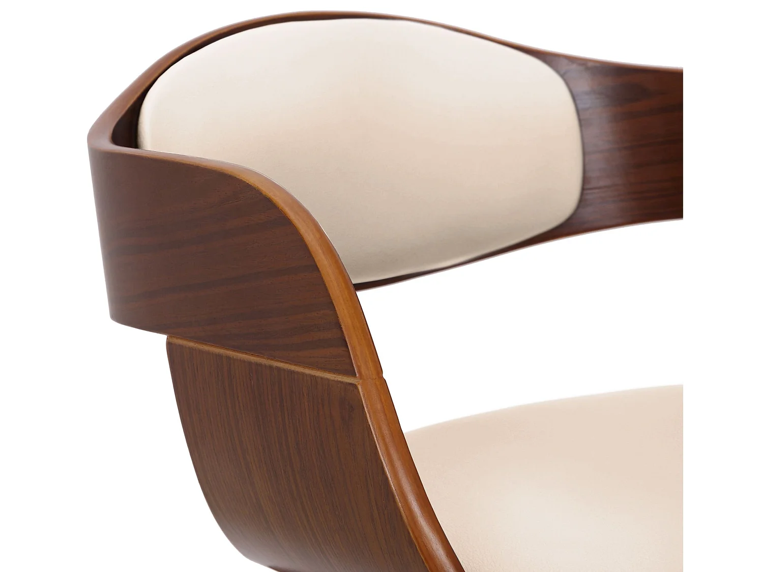 Lot de 2 chaises de salle à manger bureau design retro en PVC crème structure en bois couleur noyer 10_0001713