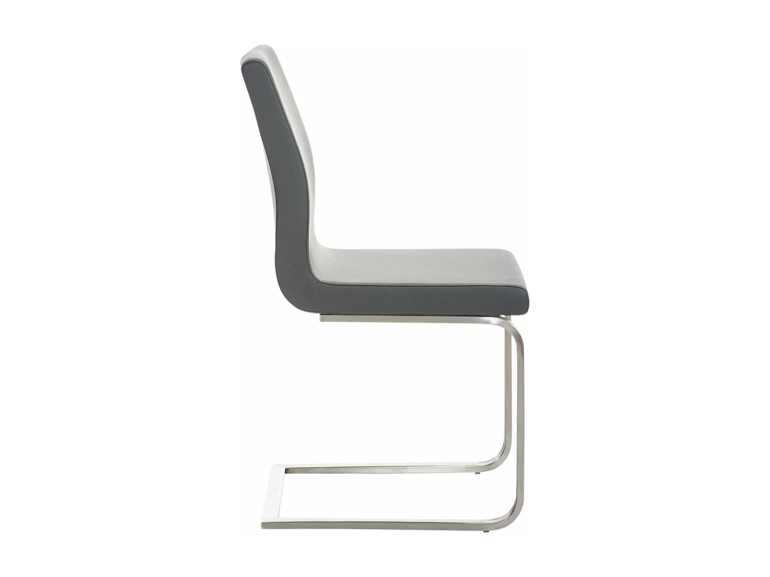 Lot de 2 chaises de salle à manger cuisine salle d'attente en PVC gris et pied en forme luge acier inoxydable 10_0001597