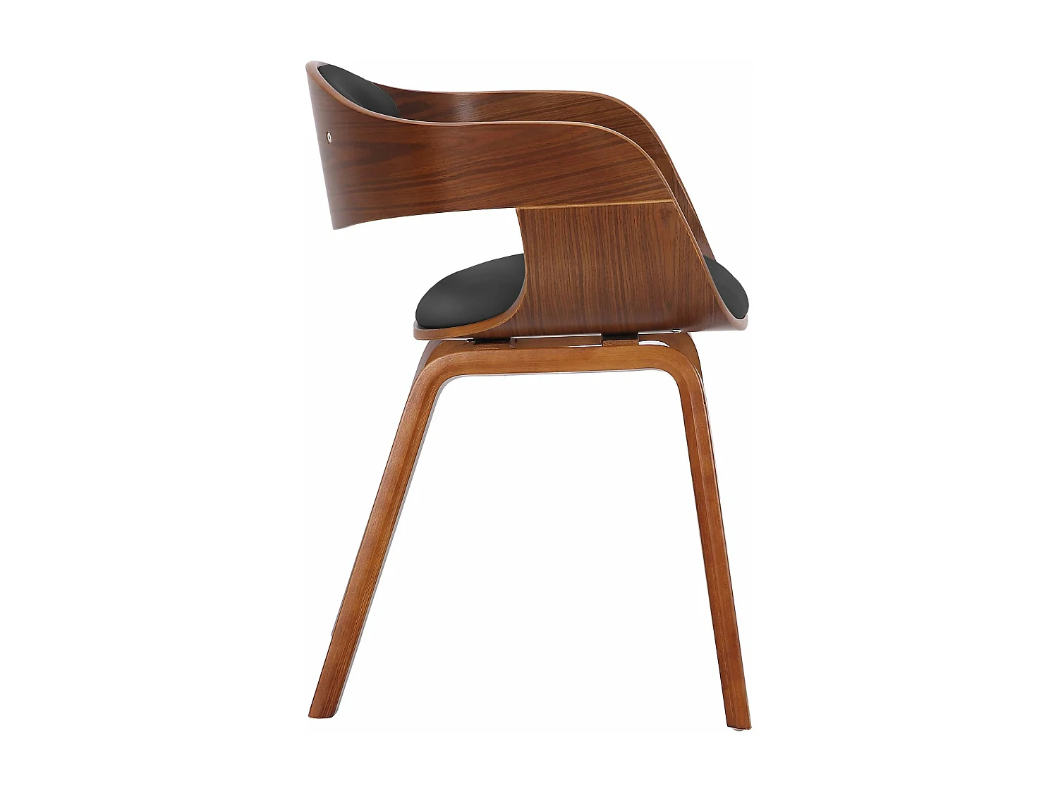 Lot de 2 chaises de salle à manger design retro en PVC noir et structure en bois couleur noyer 10_0001712