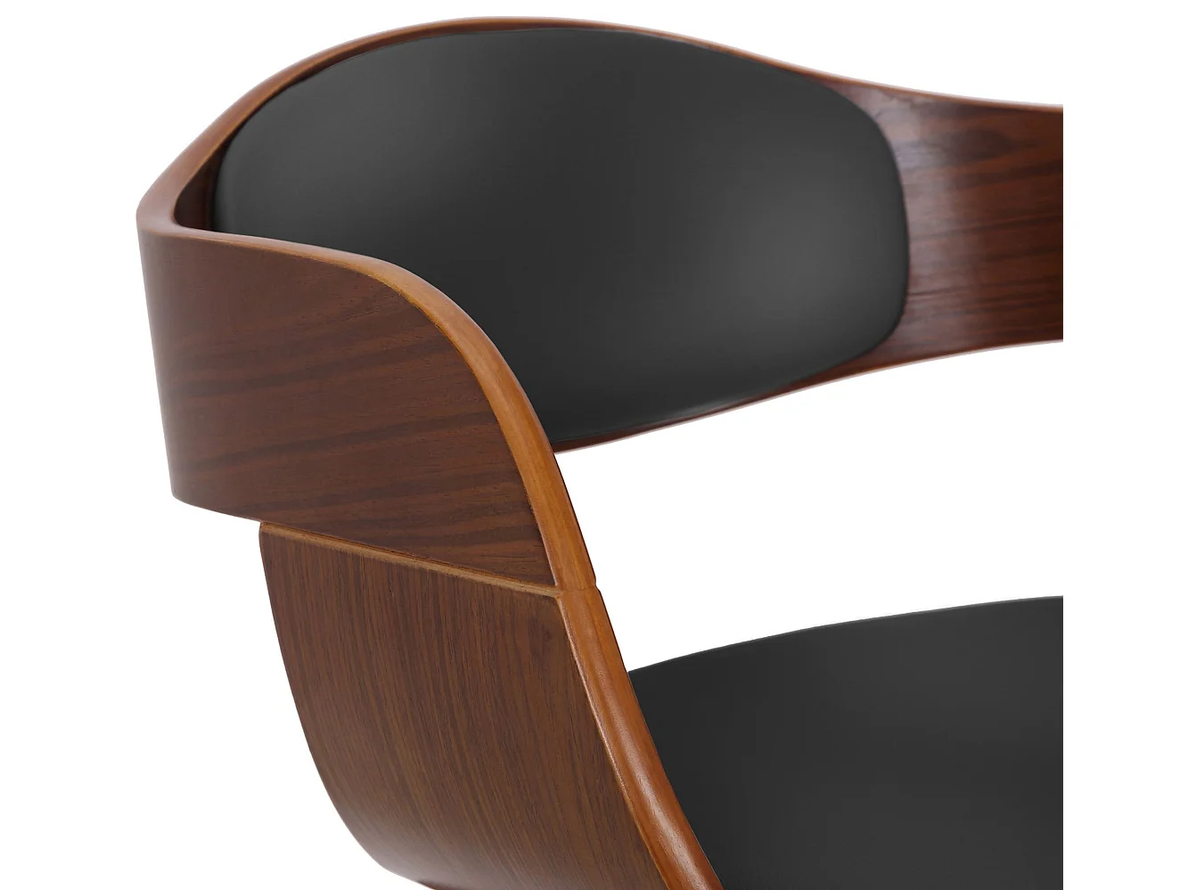 Lot de 2 chaises de salle à manger design retro en PVC noir et structure en bois couleur noyer 10_0001712