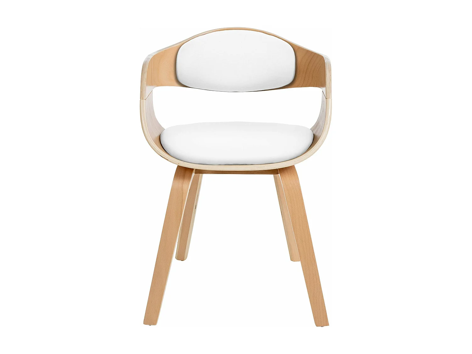 Lot de 2 chaises de salle à manger design retro en PVC blanc et structure en bois clair 10_0001710