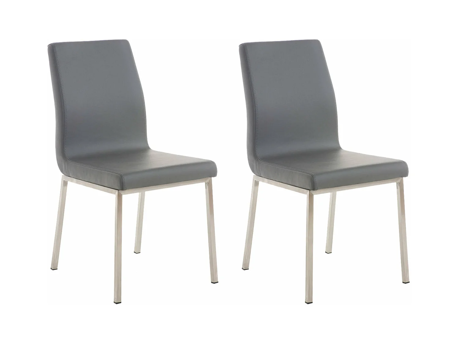 Lot de 2 chaises de salle à manger style épuré en PVC gris et acier inoxydable 10_0001610