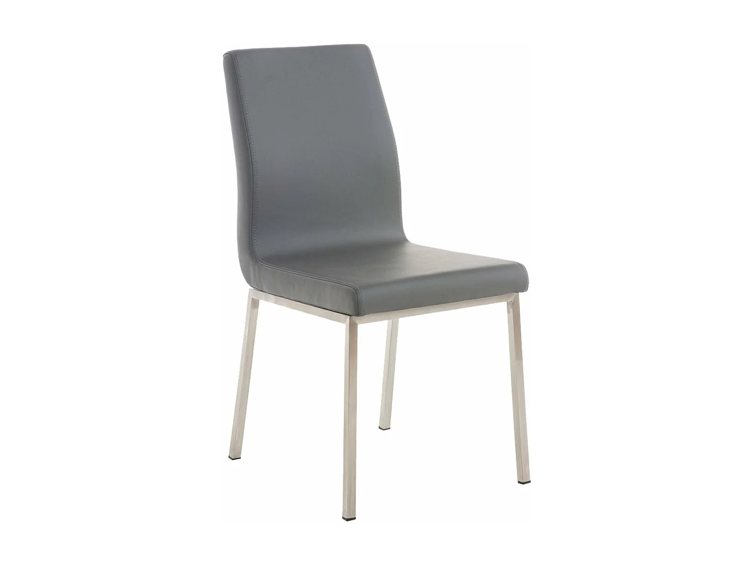 Lot de 2 chaises de salle à manger style épuré en PVC gris et acier inoxydable 10_0001610