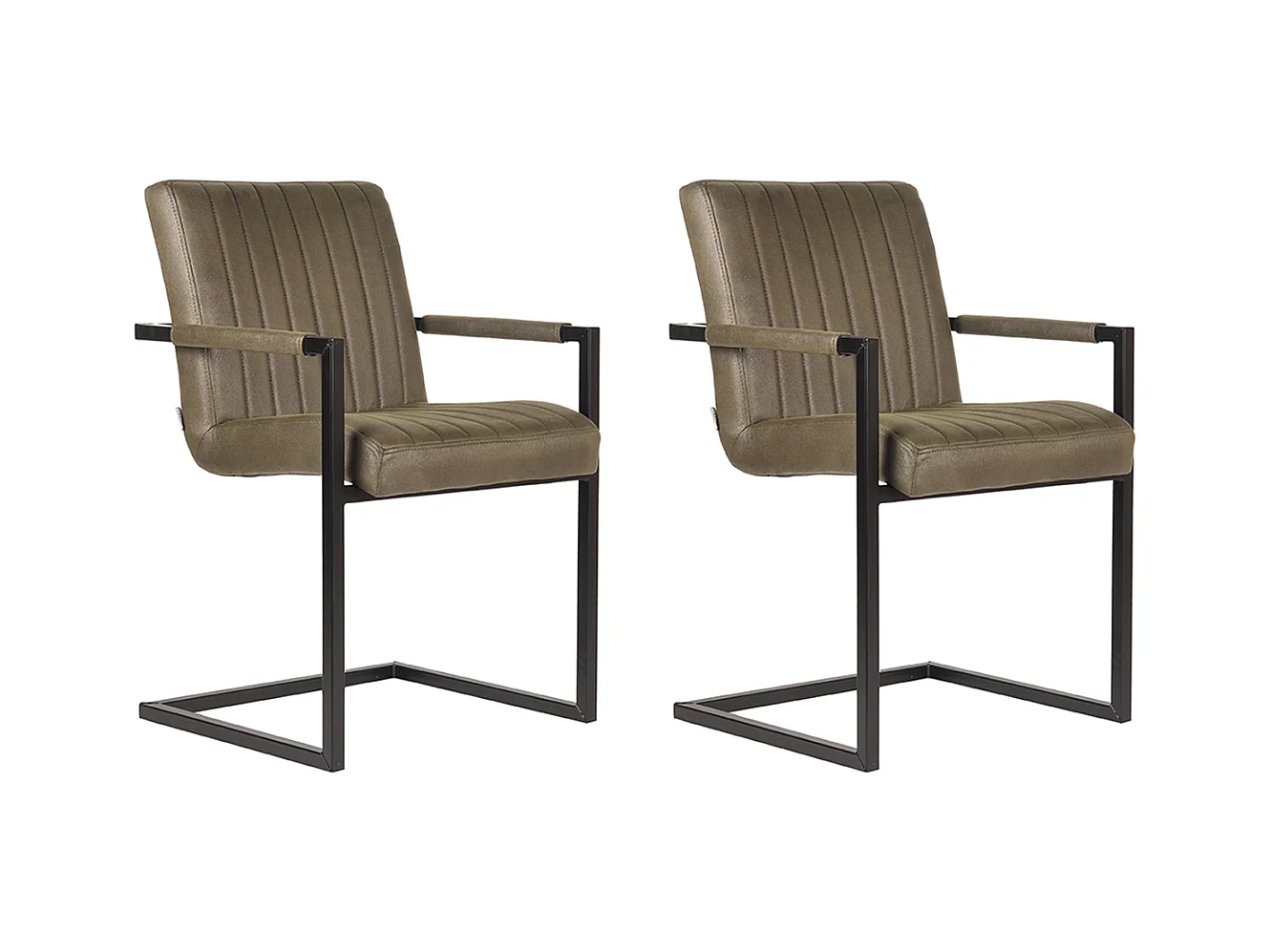 Chaise de salle à manger Milo - Vert armée - Microfibre - Lot de 2