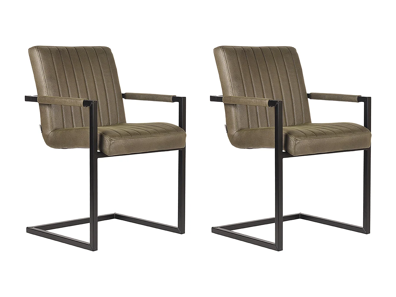 Silla de comedor Milo - Verde militar - Microfibra - Juego de 2