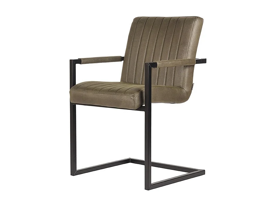 Silla de comedor Milo - Verde militar - Microfibra - Juego de 2