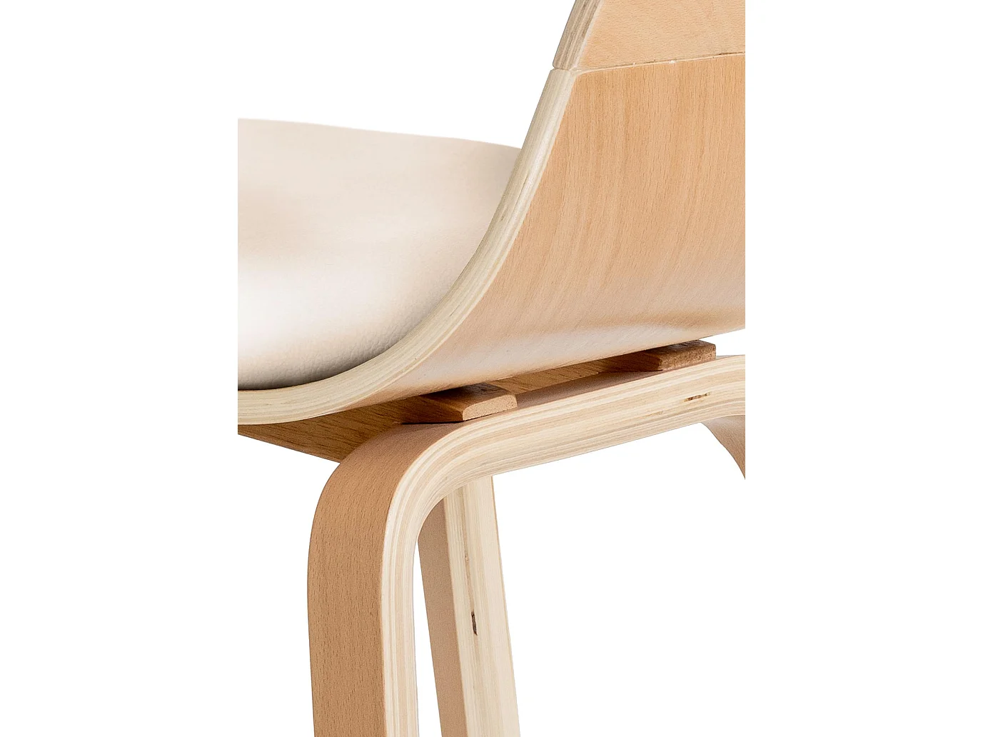 Lot de 2 chaises de salle à manger design retro en PVC crème et structure en bois clair 10_0001711