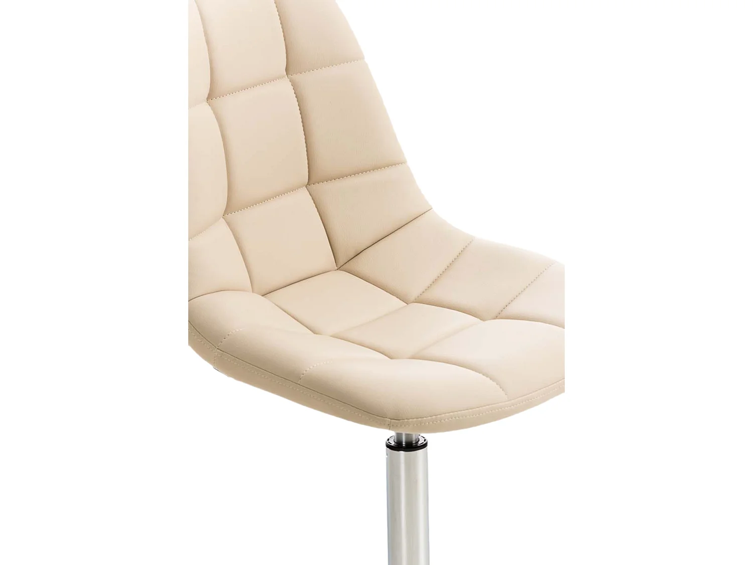 Lot de 2 chaises de salle à manger lounge pivotante en PVC crème et pieds trompette métal chromé 10_0001695