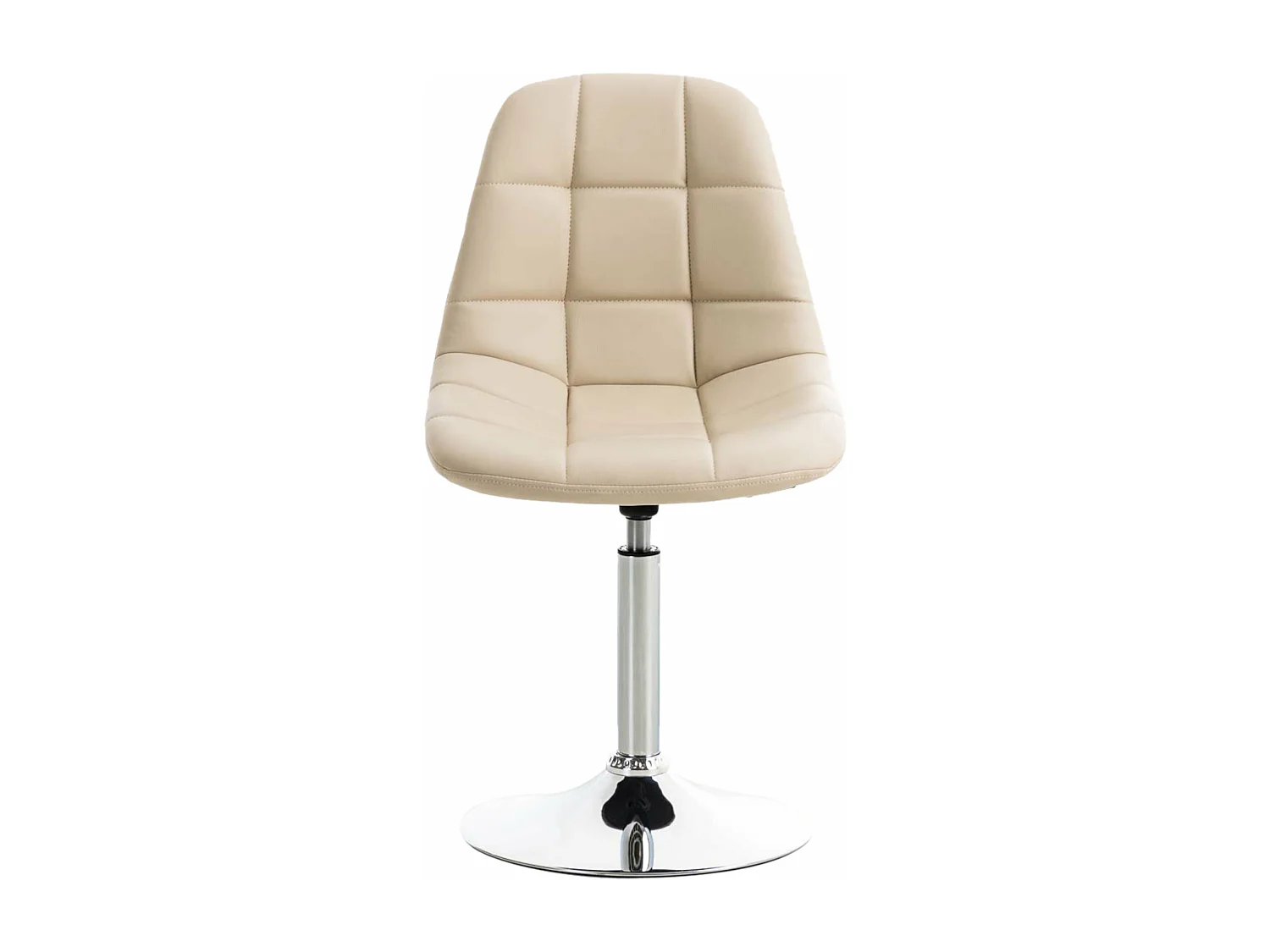 Lot de 2 chaises de salle à manger lounge pivotante en PVC crème et pieds trompette métal chromé 10_0001695