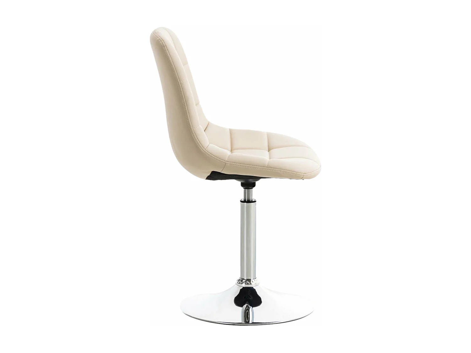 Lot de 2 chaises de salle à manger lounge pivotante en PVC crème et pieds trompette métal chromé 10_0001695