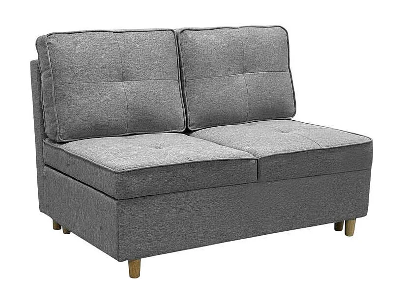 Schlafsofa 2-Sitzer ausziehbar platzsparend aus grauem Stoff Wanda