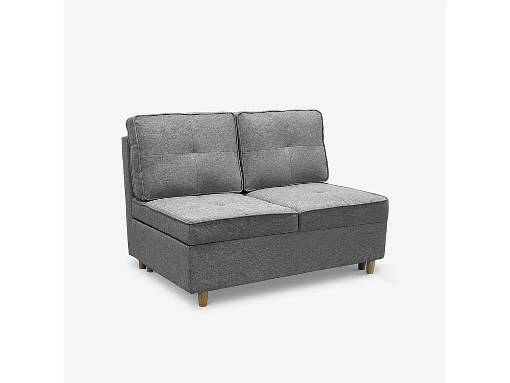 Schlafsofa 2-Sitzer ausziehbar platzsparend aus grauem Stoff Wanda