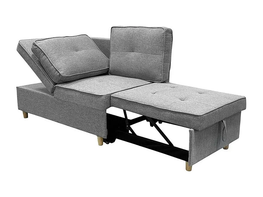 Schlafsofa 2-Sitzer ausziehbar platzsparend aus grauem Stoff Wanda